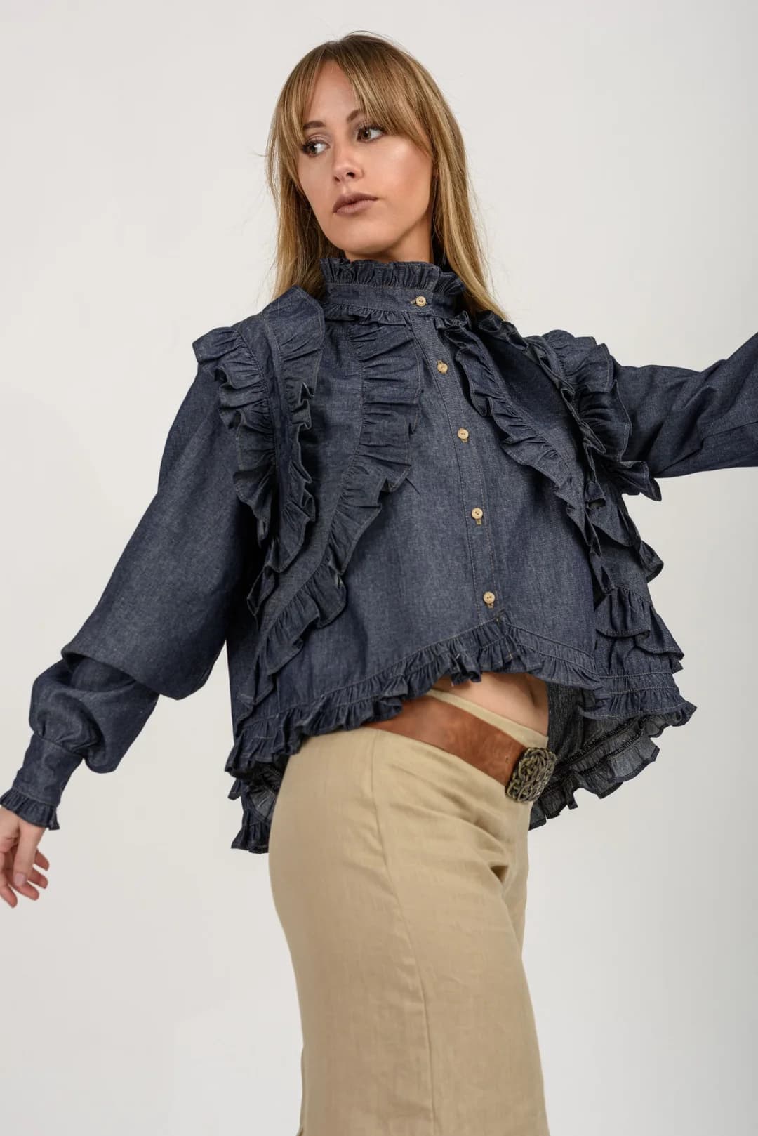 Camisa Folk — Camisas y blusas Azul · BONA