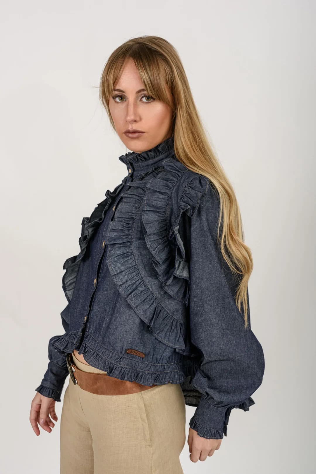Camisa Folk — Camisas y blusas Azul · BONA