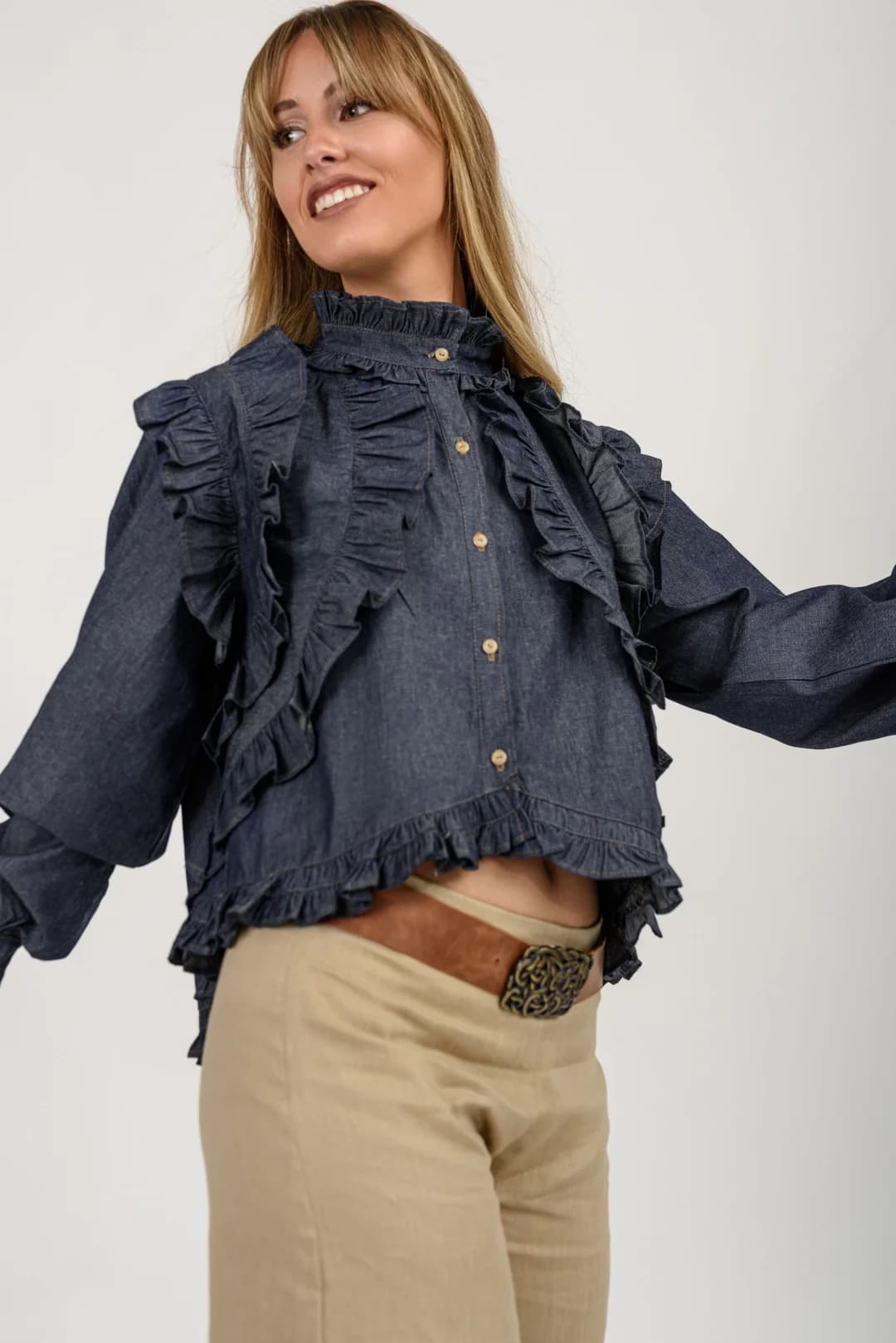 Camisa Folk — Camisas y blusas Azul · BONA