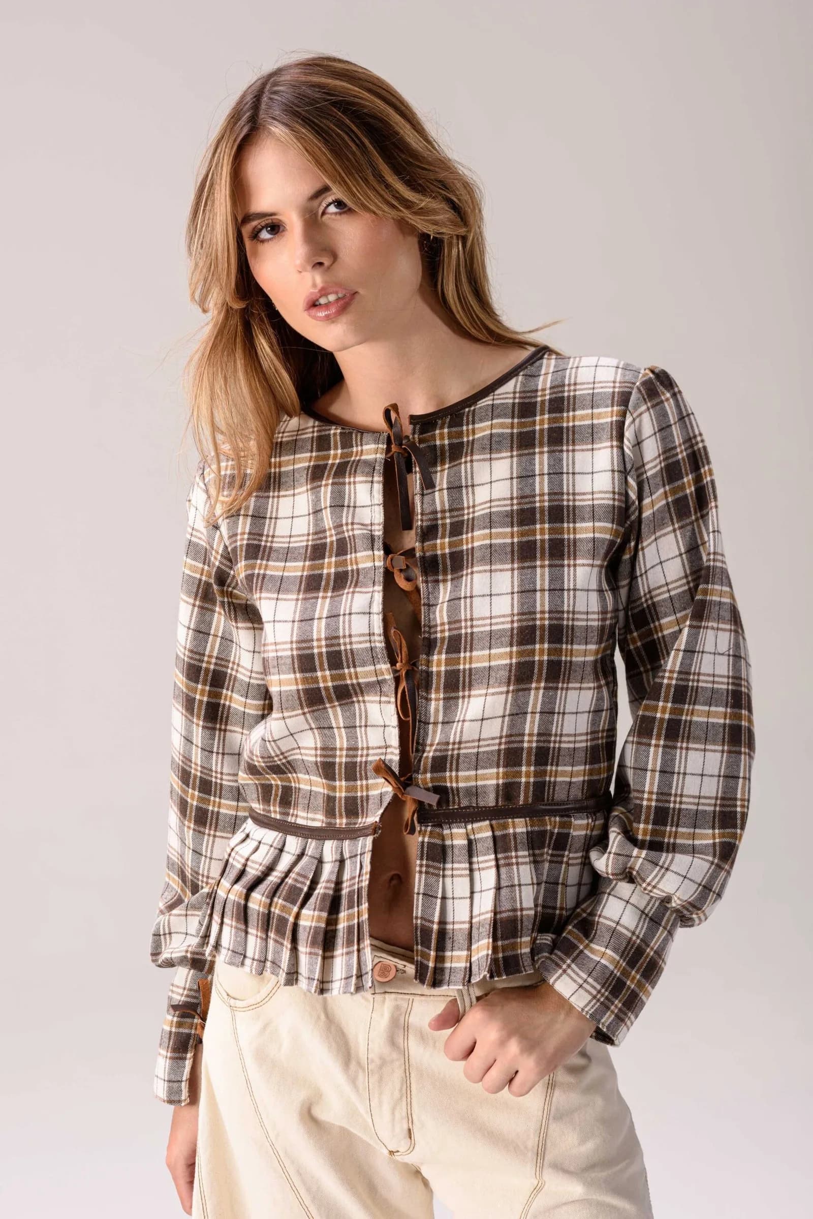 Blusa Herba (Tartán & cuero)