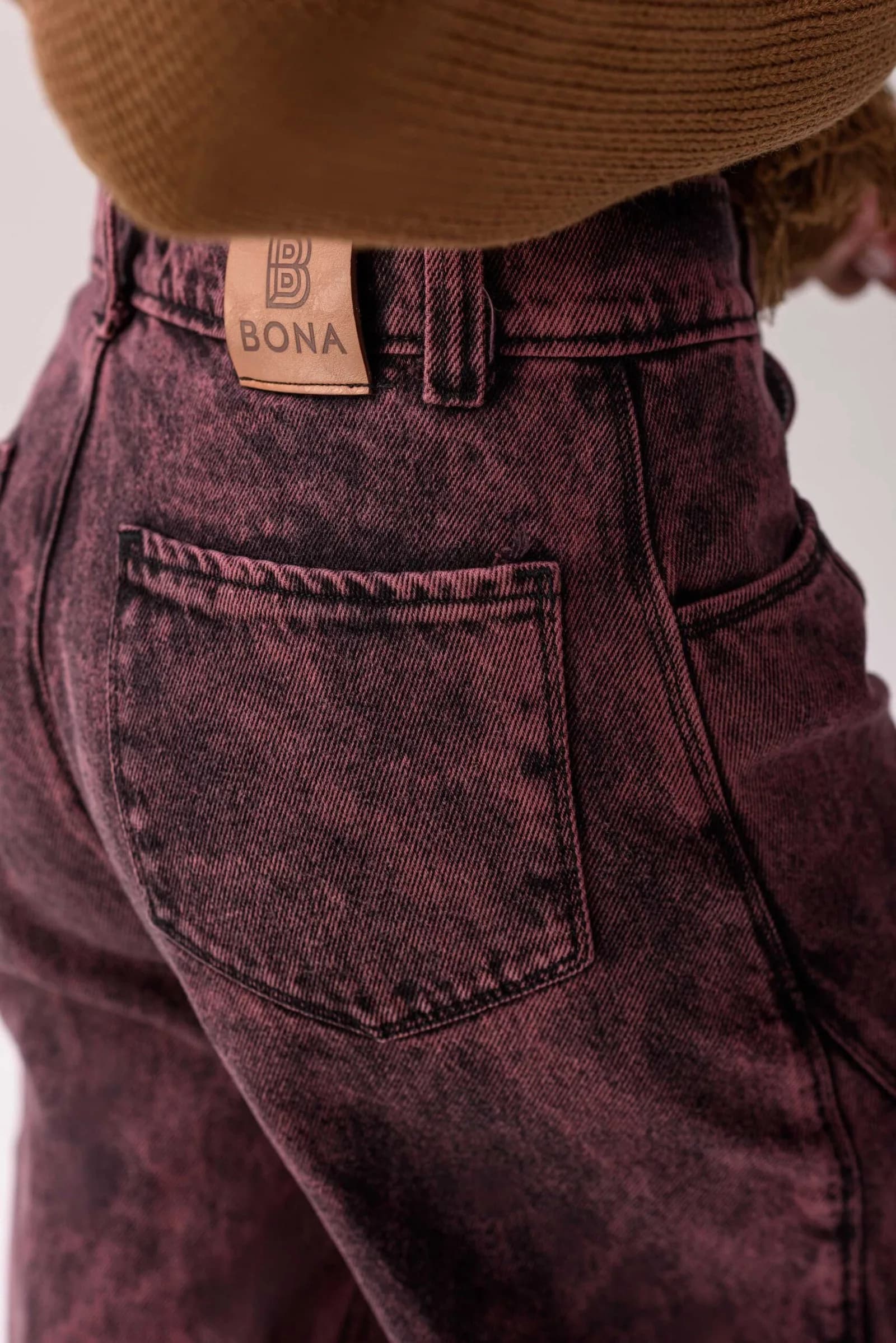 Jean Wide Leg Mediterráneo — Pantalones Bordo · BONA