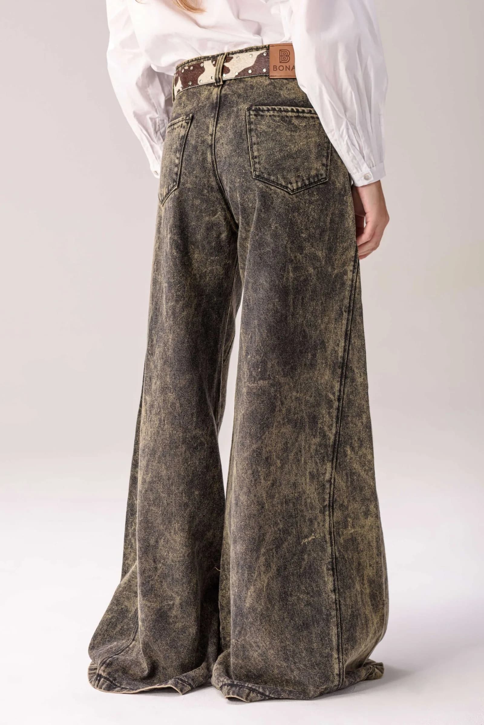 Jean Wide Leg Mediterráneo — Pantalones Bordo · BONA