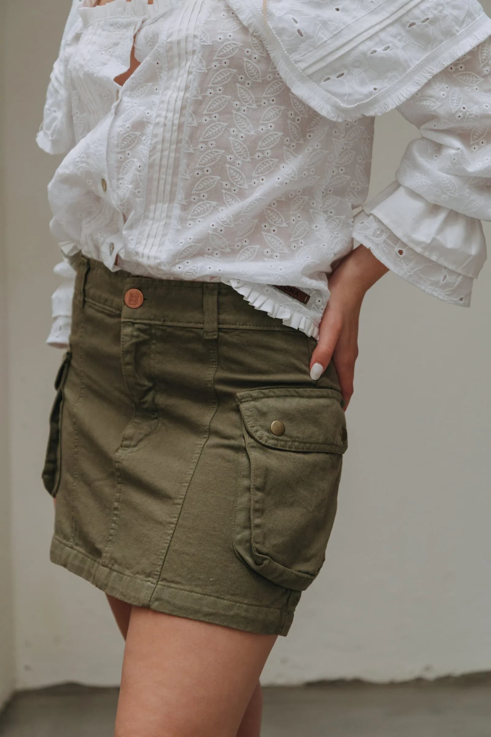 Falda Cargo verde militar