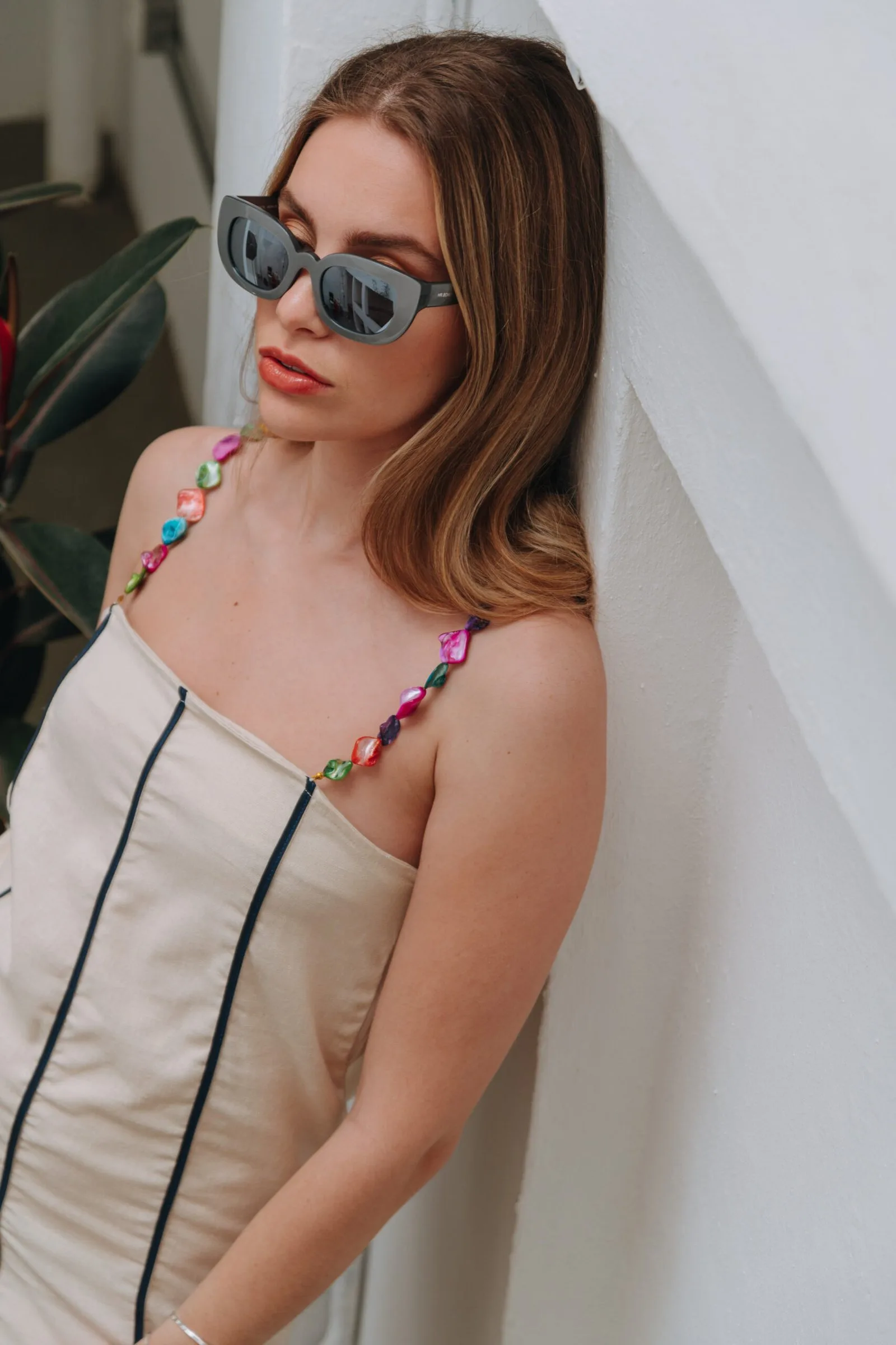 Vestido Serena Jewelry Crudo con azul