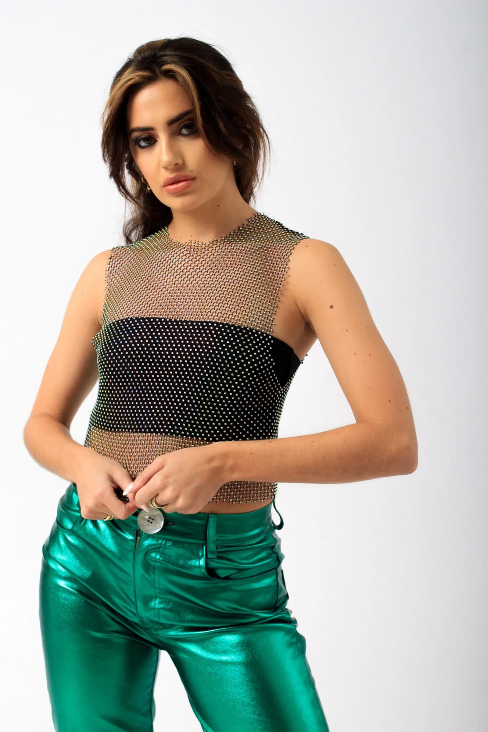 Perfect Strass Top Plateado