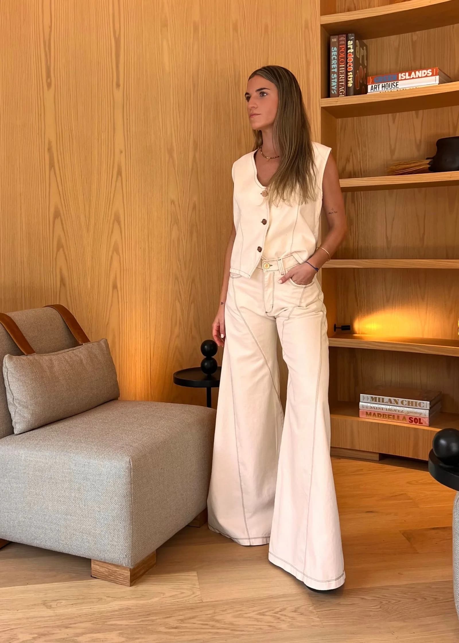 Jean Wide Leg Mediterráneo — Pantalones Bordo · BONA