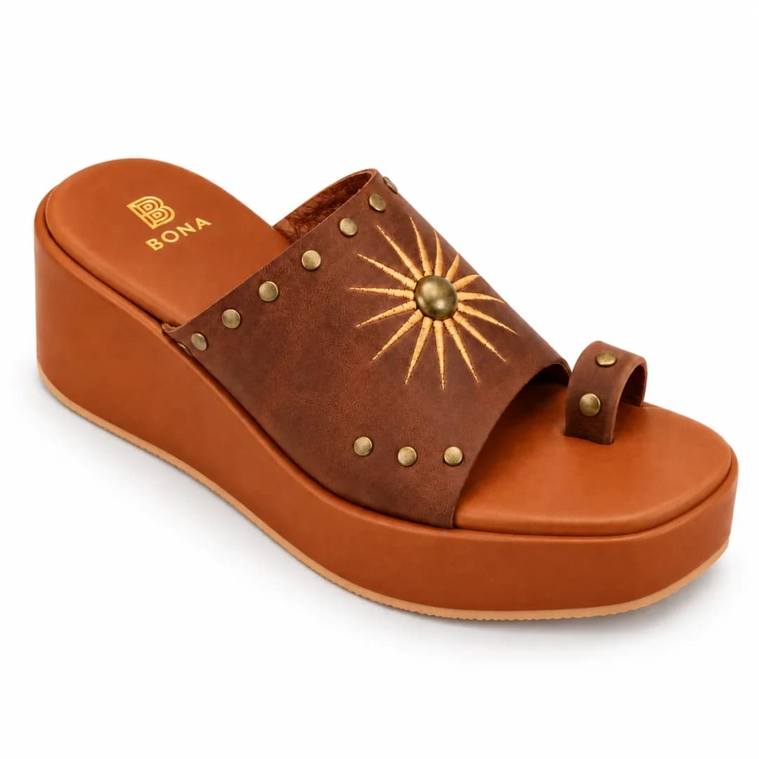 Sandalia Sun — Sandalias de cuero Camel · BONA