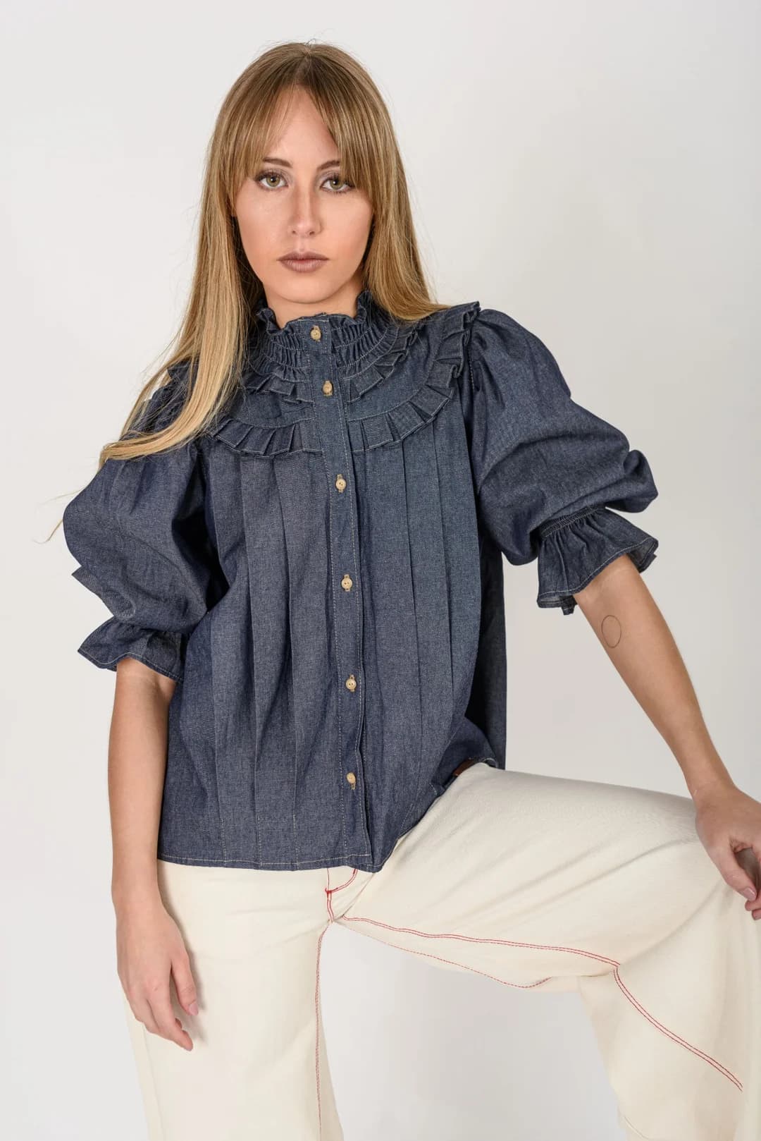Camisa Azucena — Camisas y blusas Azul · BONA