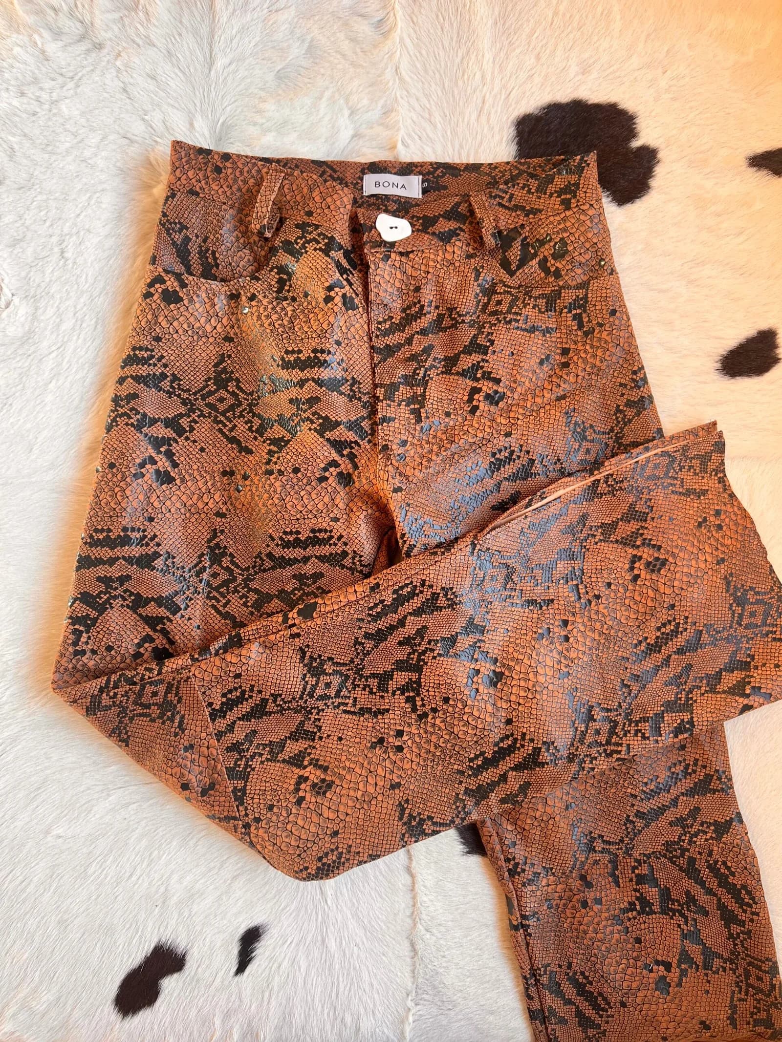 Eternal Leather Pant Reptil Marrón