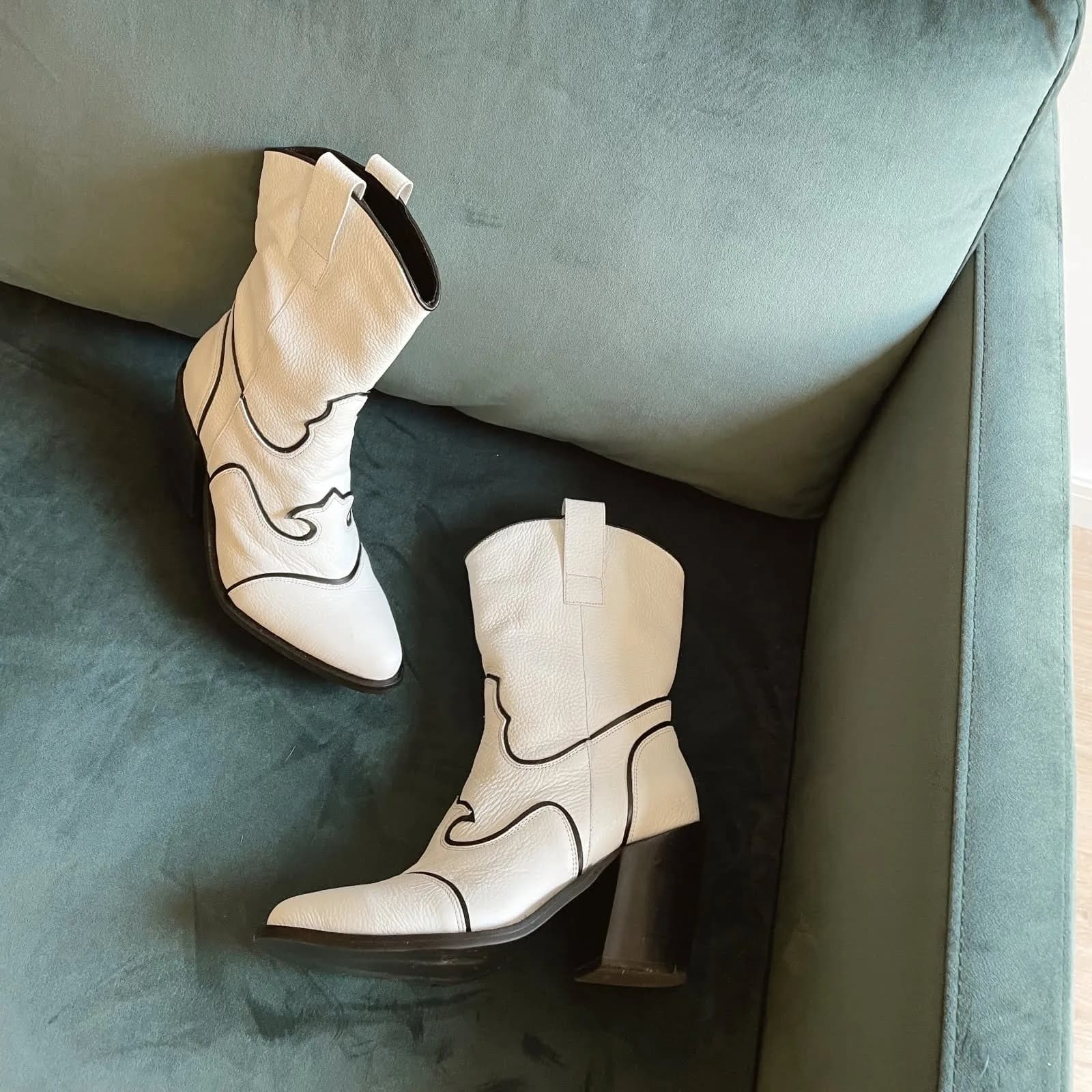 Texanas Estribo — Botas de cuero Blanco · BONA